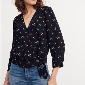 Wrap Top in Flower Toss